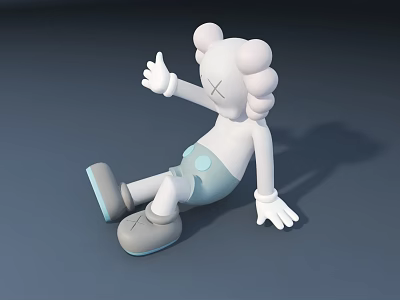 Smart Machine Cartoon Figure In Sitting Posture With White Body Blue Shorts And Thumbs Up 3d model