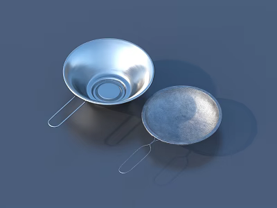 Silver Cooking Pans With Lid And Without Lid On Gray Background 3d model
