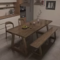 Natural Solid Wood Dining Table Set With Chairs And Bench For Cozy Home Dining Area