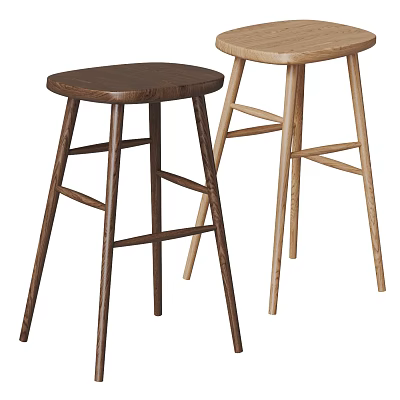 Simple Modern Wooden Bar Stools with Dark Brown and Light Wood Crossed Legs 3d model