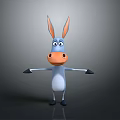 Cartoon Donkey With Blue Body Orange Nose Big Eyes And Outstretched Arms On Dark Background