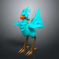 Blue Mythical Bird With Decorative Feathers Standing Orange Beak And Golden Claws