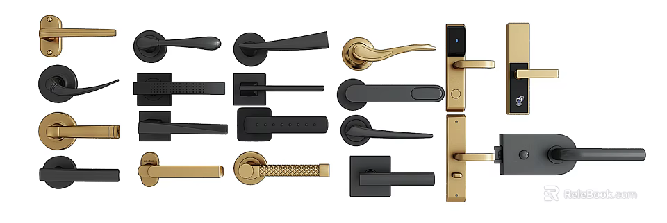 Stylish Modern Door Handles With Various Designs Black Brass And Different Styles 3d model 
