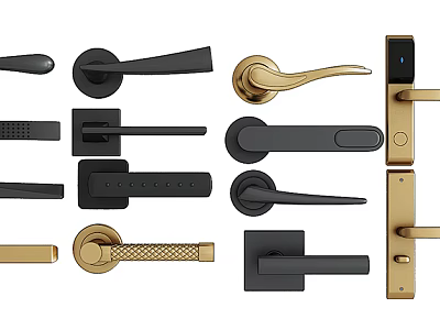 Stylish Modern Door Handles With Various Designs Black Brass And Different Styles 3d model