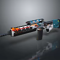 Lego Assembled Assault Rifle with Blue Orange White Black Colors Scope Magazine and Barrel
