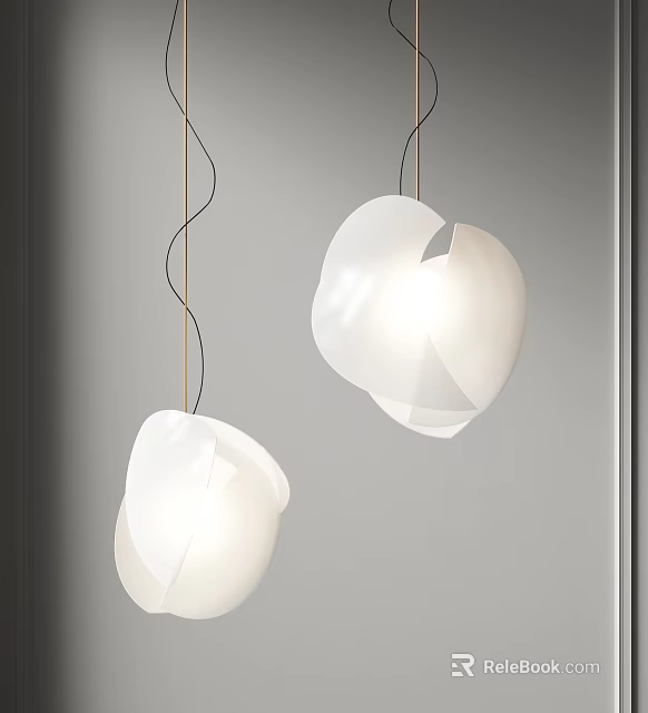 Modern Pendant Lights Design With White Shade And Unique Shape Hanging 3d model 