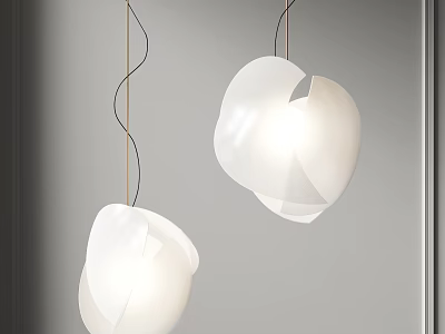 Modern Pendant Lights Design With White Shade And Unique Shape Hanging 3d model