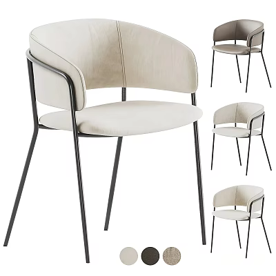 Modern Sleek Leisure Accent Chair With Beige Upholstery And Black Metal Legs 3d model