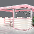 Pink Beauty Salon Kiosk With Green Plants Counter And Display Shelves