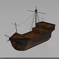 Ancient Wooden Sailing Water Vessel With Mast And Brown Hull Design