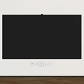 Modern Wall Mounted TV on White Wall with Power Outlets and Wooden Floor
