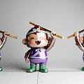 Cute Cartoon Monkey Game Movie Character with Golden Staff Purple Outfit Green Boots Smiling Face