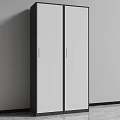 Modern Minimalist Wardrobe Doors With Double White Panels And Black Frames 3d model