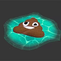 Cartoon Poop Decorative Ornament Set With Turquoise Water Ripple Background And Smiling Eyes