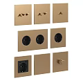 Modern Switch Panels Featuring Gray Gold Black Sockets And Round Knob Design