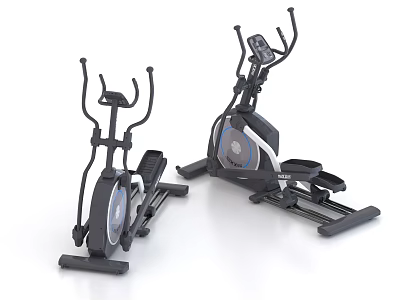 Modern Black Dual Elliptical Sports Equipment With LCD Display For Home Fitness Training 3d model