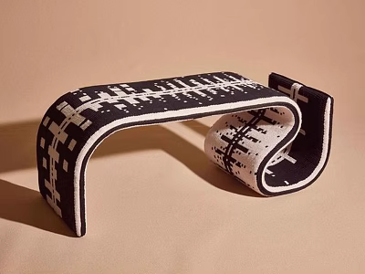 Unique Black And White Patterned Side Table With Curved Design Structure 3d model