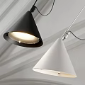 Modern Black Wall Lamp with Curved Metal Arm and Cone Shade Design