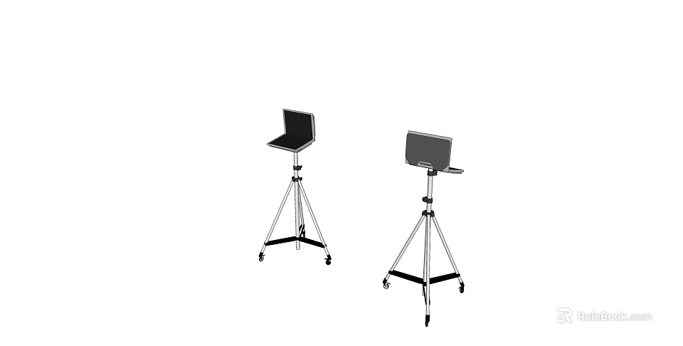 Public Facilities Tripod Stands With Wheels And Tablet Devices For Public Use 3d model 