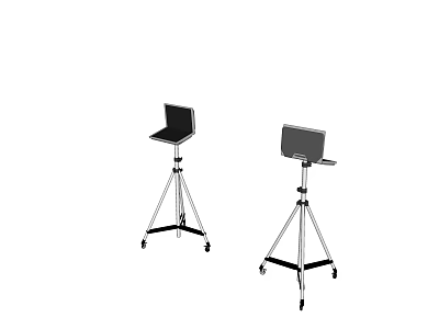 Public Facilities Tripod Stands With Wheels And Tablet Devices For Public Use 3d model