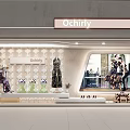Ochirly Store Window Display With Fashionable Dresses Bags Shoes And Patterned Wall