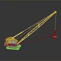 Yellow and Red Tracked Industrial Crane with Extended Boom Lifting Heavy Load