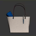Stylish Beige Tote Bag With Brown Handles And Blue Scarf Inside