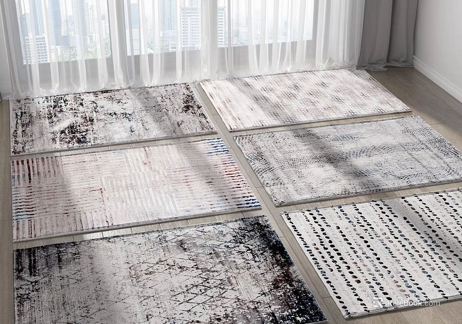 Modern Square Rugs With Various Abstract Patterns And Neutral Tones For Home Decor 3d model 