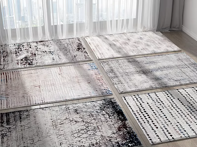 Modern Square Rugs With Various Abstract Patterns And Neutral Tones For Home Decor 3d model