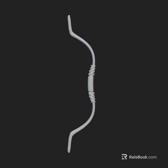 White Bow Weapon With Wrapped Middle Section On Black Background 3d model 