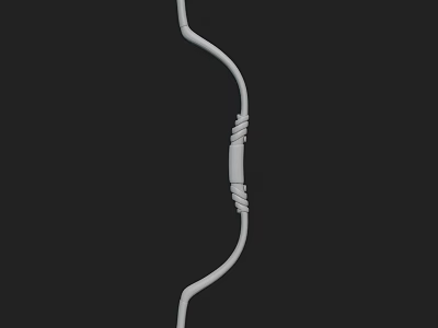 White Bow Weapon With Wrapped Middle Section On Black Background 3d model
