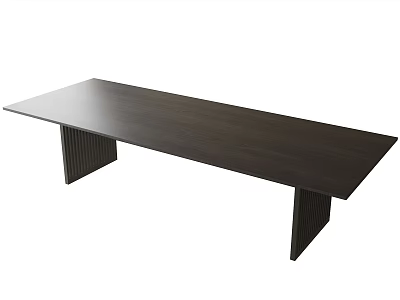 Modern Dark Dining Table with Vertical Slat Legs and Sleek Minimalist Rectangular Surface 3d model