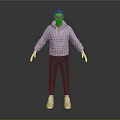Digital Male Character Wearing Gray Hoodie Black Pants and White Shoes as
