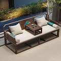 Elegant New Chinese Solid Wood Luohan Bed With Comfortable Cushions Pillows And Small Tea Table