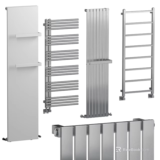 Modern Radiators With Different Styles Vertical Horizontal Designs And Metal Construction Home Heating 3d model 