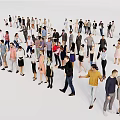 Group of People Standing And Interacting With Diverse Clothing Styles Against White Background