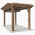 Elegant Wooden Garden Pergola Structure With Natural Wood Posts And Lattice Roof Design