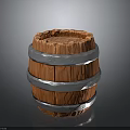 Wooden Barrel With Wooden Body And Metallic Hoops For Decorative Display Purposes