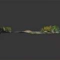 Scenic Natural Landscape with Sandy Circular Area Green Trees and Farm Fields