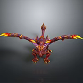 Detailed Game Movie Fantasy Character With Purple Red Body Yellow Wing Tips And Spiked Back