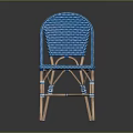 Blue And White Striped Woven Leisure Chair With Wooden Frame For Patio Use