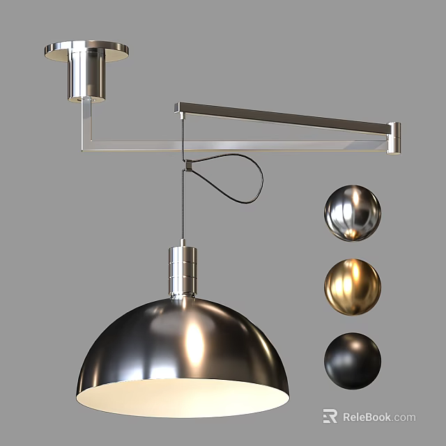 Modern Wall Lamp With Metal Frame Dome Shade And Color Options 3d model 