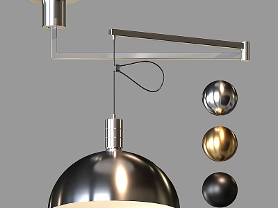 Modern Wall Lamp With Metal Frame Dome Shade And Color Options 3d model