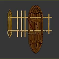 Wooden Water Transport Boat With Red Sail And Raft Structure Design