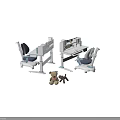 Modern Study Desk With Ergonomic Chair And Storage Shelves For Home Office Use
