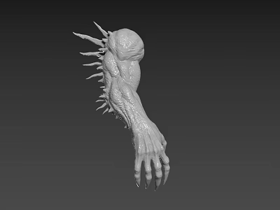 Monstrous Game and Movie Character Spiked Arm with Sharp Claws and Rough Skin Texture 3d model