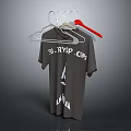 Metal Hangers With Red Hook Holding Dark Gray T-shirt White Text DJ RVD CR Design