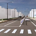 Road Infrastructure Featuring Urban Intersection With Traffic Lights Zebra Crossing Lanes Bus And Street Lamps