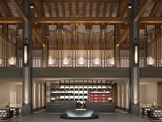 New Chinese Hall Hot Spring Center Reception Lobby 3d model