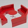 Modern Red Modular Sofa Set With Round Coffee Table For Living Room